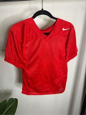 Nike Red Athletic Mesh Jersey with V-Neck